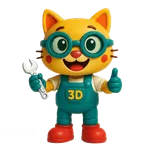 O Treco, mascote da Fábrica de Trecos, com uma chave inglesa